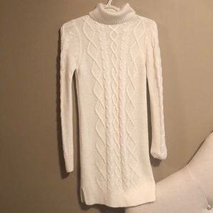 White Cable Knit Sweater Dress